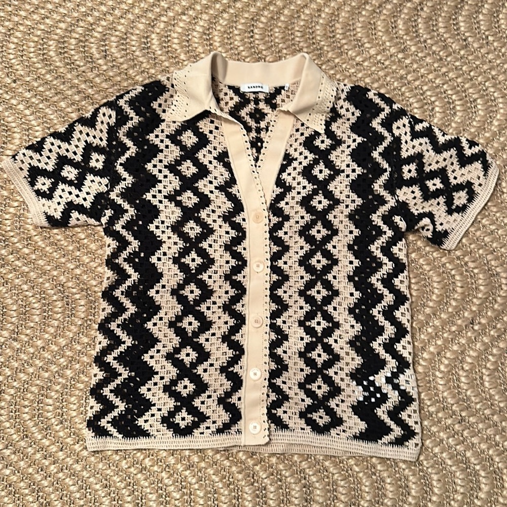 Sandro button up crochet top